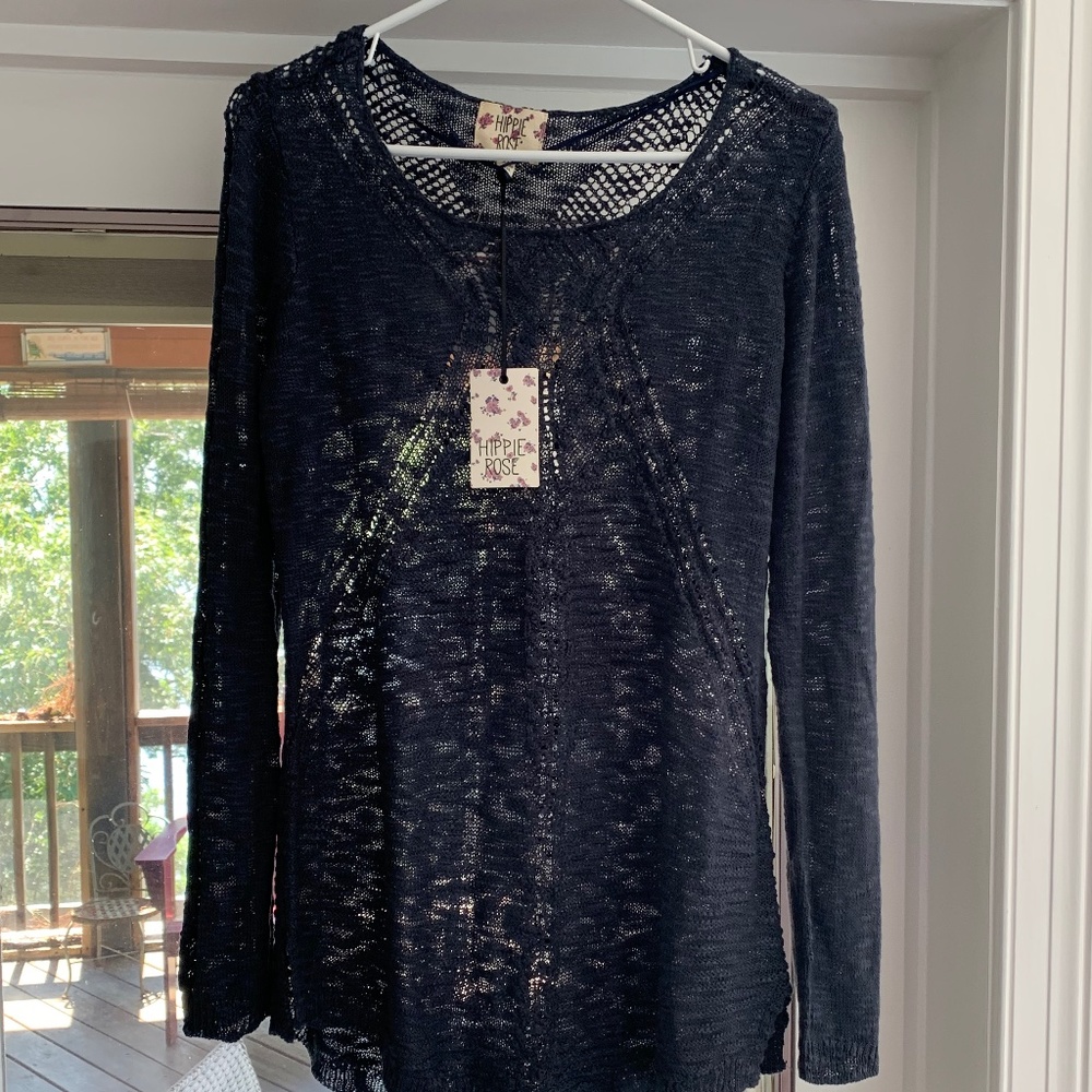 NWT Womens Hippie Rose Open Stitch Sweater/CoverUp